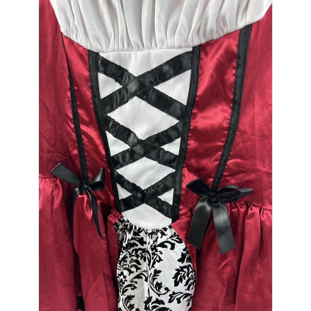 Spirit Halloween Beer Maiden‎ Costume Adult M Red Black Lace Trim Full Zip Back - Picture 4 of 9